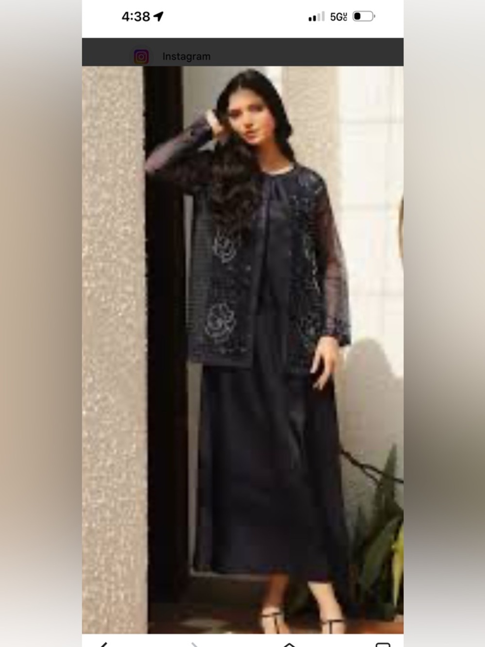 Black Maxi Dress with Sheer Beaded Jacket - Women